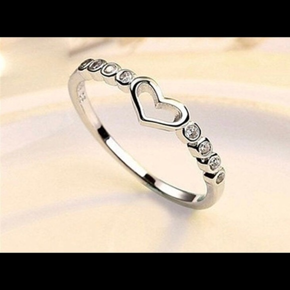 Silver Love Ring with CZ - Picture 3 of 3